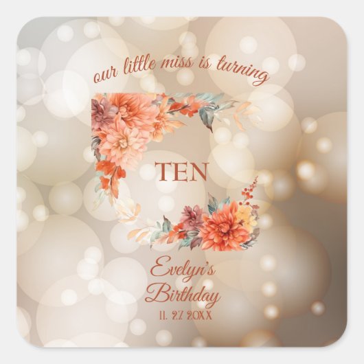 Herfst Schattigee Gnome Fall Bladeren Verjaardag Vierkante Sticker (Voorkant)