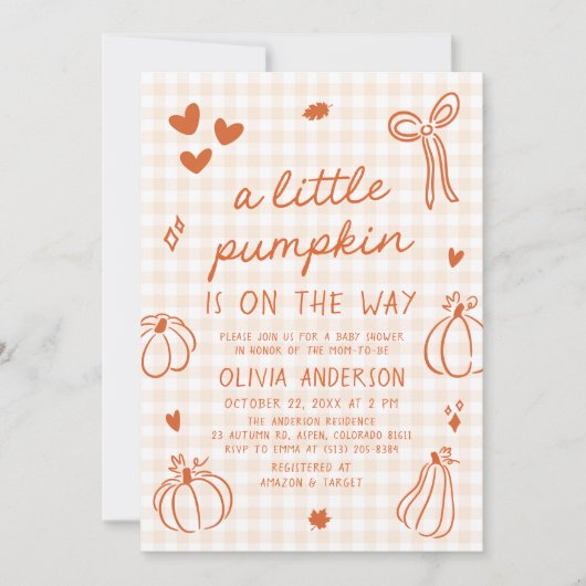 Herfst Schattigee hand getekend een beetje pompoen Kaart (Voorkant)