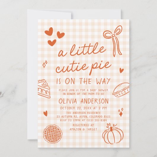 Herfst Schattigee Hand getrokken Little Cutie Pie  Kaart (Voorkant)