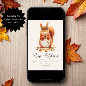 Herfst Schattigee herfsteekhoorn | Nieuw thuisadre Aankondiging