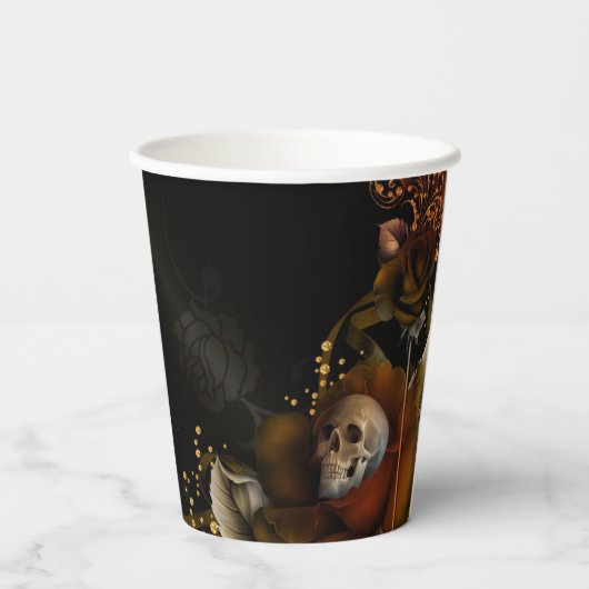 Herfst Schedel Gotische Elegantie Bruiloft Papieren Bekers (Achterkant)