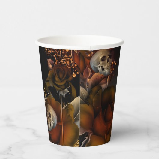 Herfst schedel gotische elegantie bruiloft papieren bekers (Rechts)