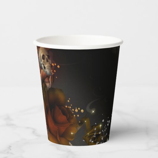 Herfst Schedel Gotische Elegantie Bruiloft Papieren Bekers (Voorkant)