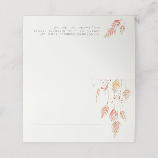 Herfst schetsgras en herfstbruiloft voor bessen plaatskaartje (Buitenkant ongevouwen)
