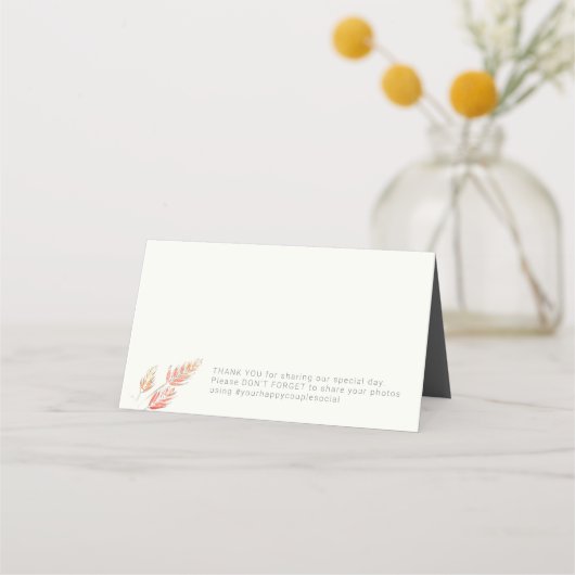 Herfst schetsgras en herfstbruiloft voor bessen plaatskaartje (Achterkant)