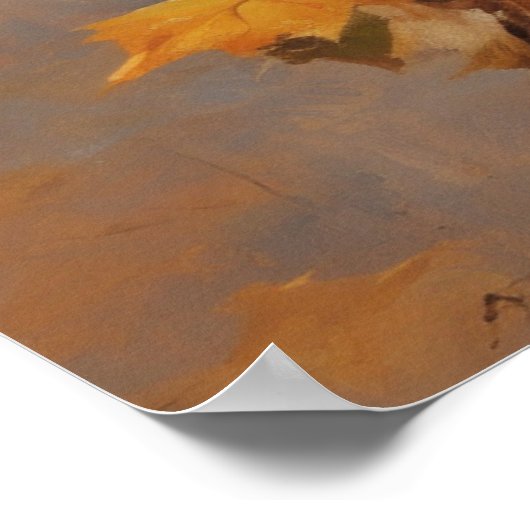 Herfst Schilderen van een vogel op een hek Poster (Hoek)