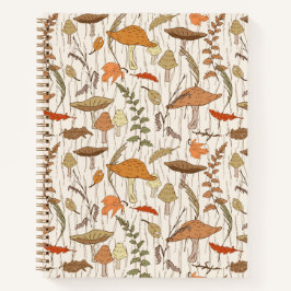 Herfst schimmels en bladeren - naadloos patroon. notitieboek