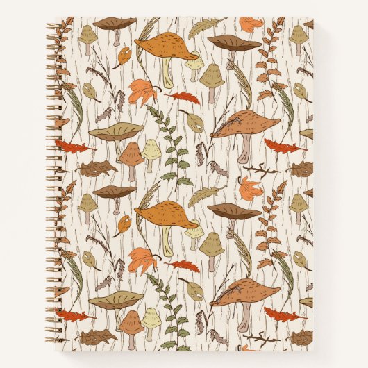 Herfst schimmels en bladeren - naadloos patroon. notitieboek (Voorkant)