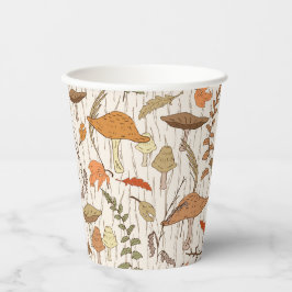 Herfst schimmels en bladeren - naadloos patroon. papieren bekers