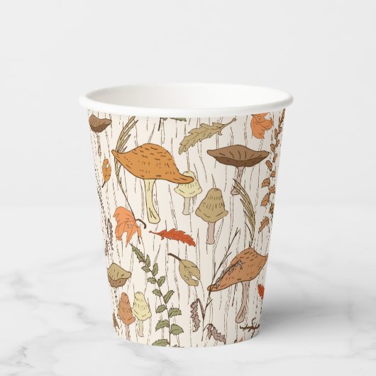 Herfst schimmels en bladeren - naadloos patroon. papieren bekers (Voorkant)