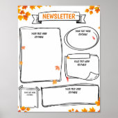 Herfst school nieuwsbrief bewerkbare sjabloon poster (Voorkant)