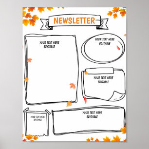 Herfst school nieuwsbrief bewerkbare sjabloon poster