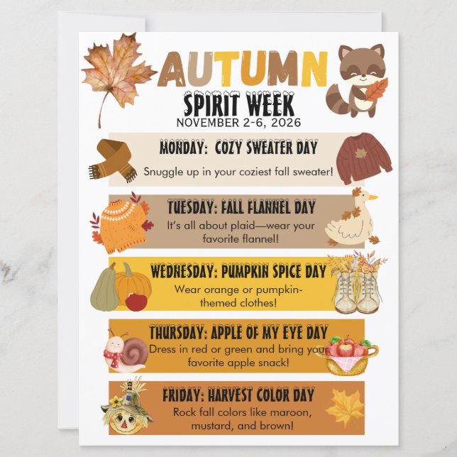 Herfst School Spirit Week Flyer (Voorkant)