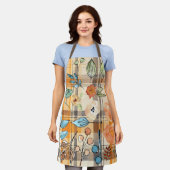 Herfst Schort met plaid en herfst bloemontwerp (Gedragen)