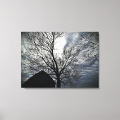 Herfst Schuur Moonlit Sky Modern Zwart & Wit Canvas Afdruk (Voorkant)