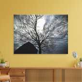 Herfst Schuur Moonlit Sky Modern Zwart & Wit Canvas Afdruk (Insitu (Woonkamer))