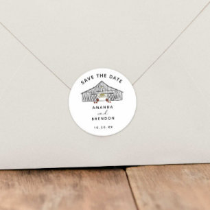 Herfst Schuur Pompoenen Bewaar de Datum Ronde Sticker