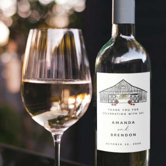 Herfst Schuur Pompoenen Trouwwijn Wijn Etiket