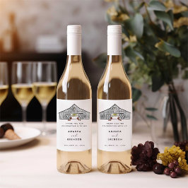 Herfst Schuur Pompoenen Trouwwijn Wijn Etiket