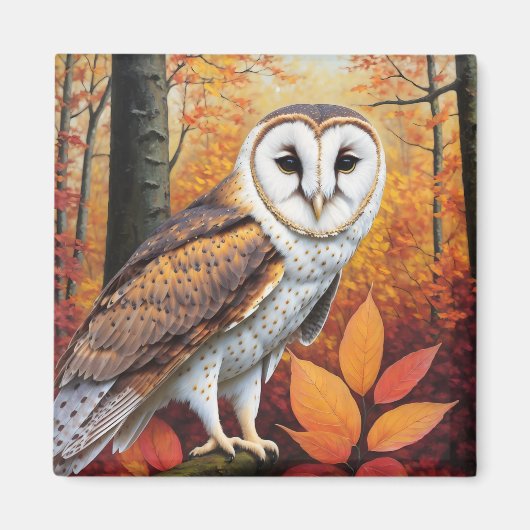 Herfst Schuur Uil Kunst Magneet (Voorkant)