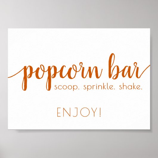 Herfst Script | Robuust gebrand Oranje popcornflak Poster (Voorkant)