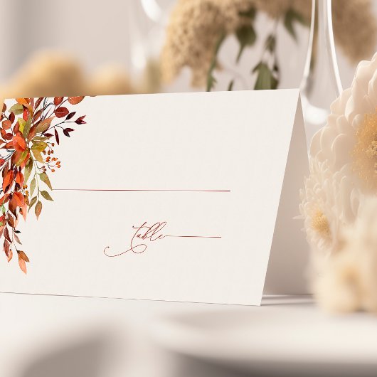 HERFST Script Wedding Place Card verbrand Oranje Plaatskaartje