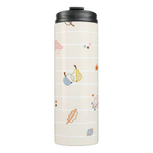 Herfst Season Elements naadloos patroon. Colorful Thermosbeker