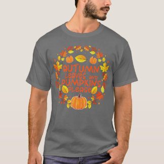 Herfst Season Falling Autumn Leaves and Pumpkins P T-shirt
