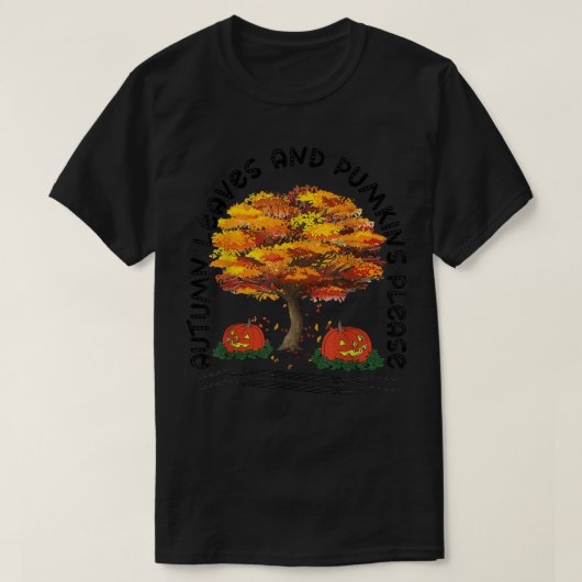 Herfst Season Falling Autumn Leaves and Pumpkins P T-shirt (Design voorkant)