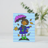 Herfst Season Girl Briefkaart (Staand voorkant)