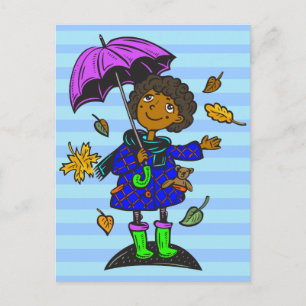 Herfst Season Girl Briefkaart