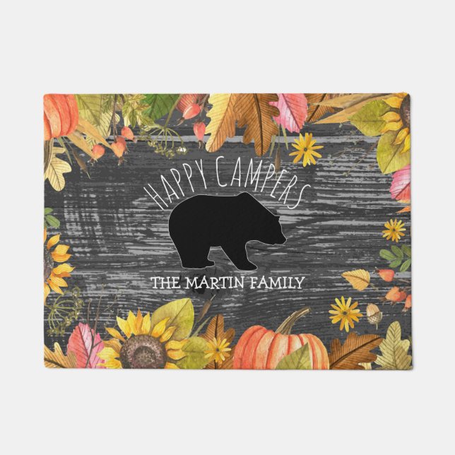 Herfst Season Rustic Wood Beer | Happy Campers Deurmat (Voorkant)