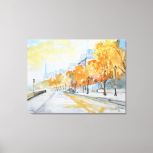 Herfst Seine-kade Parijs Canvas Afdruk