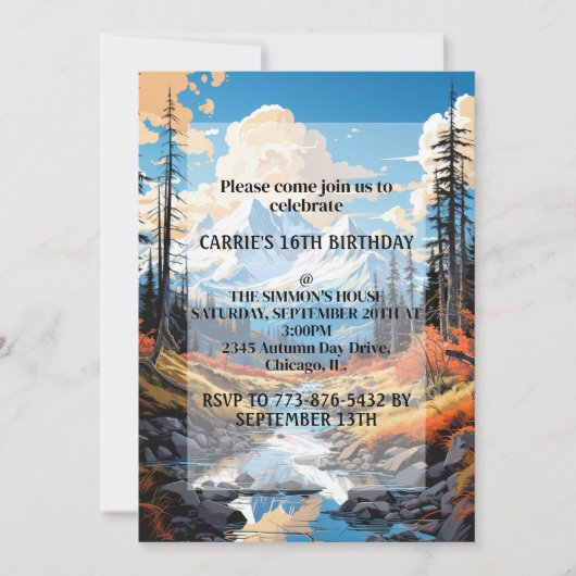 Herfst seizoen buitenshuis verjaardagsfeest kaart (Voorkant)