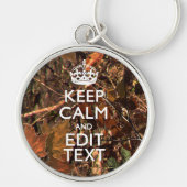 Herfst Seizoen Camouflage Keep Calm Jouw tekst Sleutelhanger (Voorkant)