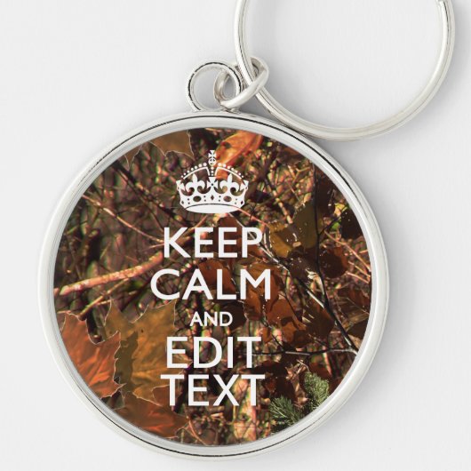 Herfst Seizoen Camouflage Keep Calm Jouw tekst Sleutelhanger (Voorkant)