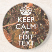 Herfst Seizoen Camouflage Keep Calm Jouw tekst Zandsteen Onderzetter (Voorkant)