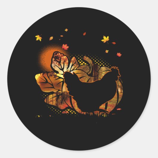 Herfst Seizoen Halloween Kostuum Kip Pompoen Autu Ronde Sticker (Voorkant)