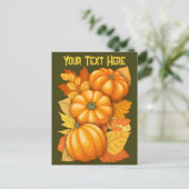 Herfst Seizoen Halloween Pompoenen Patroon Briefkaart (Staand voorkant)