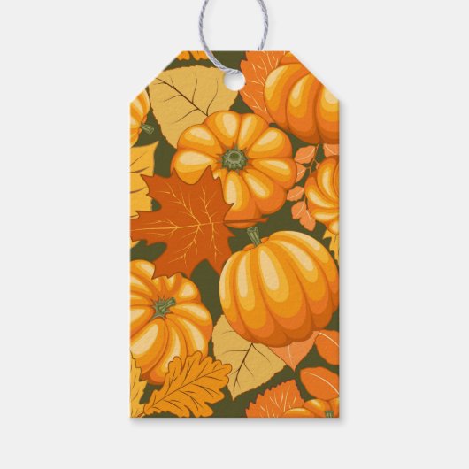Herfst Seizoen Halloween Pompoenen Patroon Cadeaulabel (Voorkant)