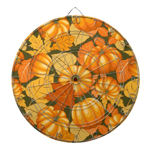 Herfst Seizoen Halloween Pompoenen Patroon Dartbord (Voorkant)