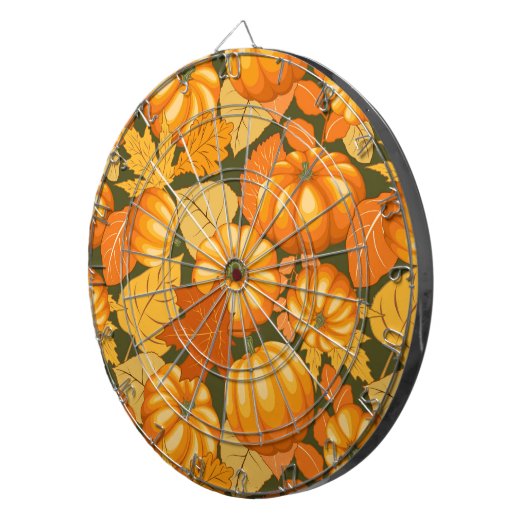 Herfst Seizoen Halloween Pompoenen Patroon Dartbord (Voorkant Rechts)