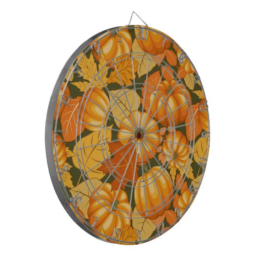 Herfst Seizoen Halloween Pompoenen Patroon Dartbord (Voorkant Links)