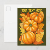 Herfst Seizoen Halloween Pompoenen Patroon Feestdagenkaart (Voorkant / Achterkant)