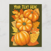 Herfst Seizoen Halloween Pompoenen Patroon Feestdagenkaart (Voorkant)