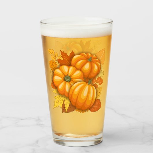 Herfst Seizoen Halloween Pompoenen Patroon Glas (Achterkant gevuld)