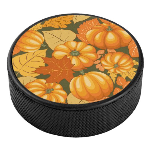 Herfst Seizoen Halloween Pompoenen Patroon Hockey Puck (3/4)