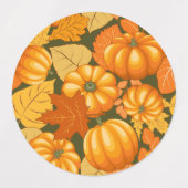 Herfst Seizoen Halloween Pompoenen Patroon Labels (Design 2)