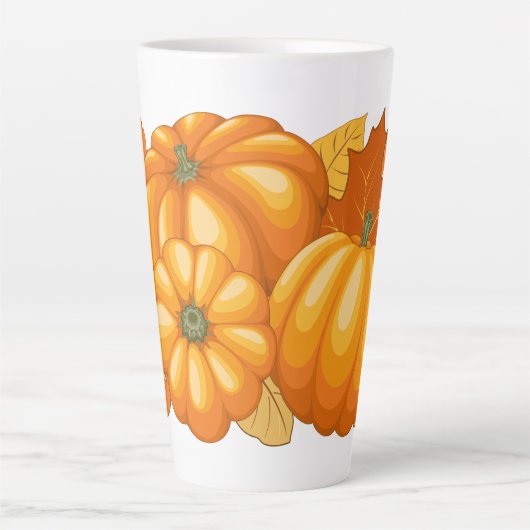 Herfst Seizoen Halloween Pompoenen Patroon Latte Mok (Voorkant)