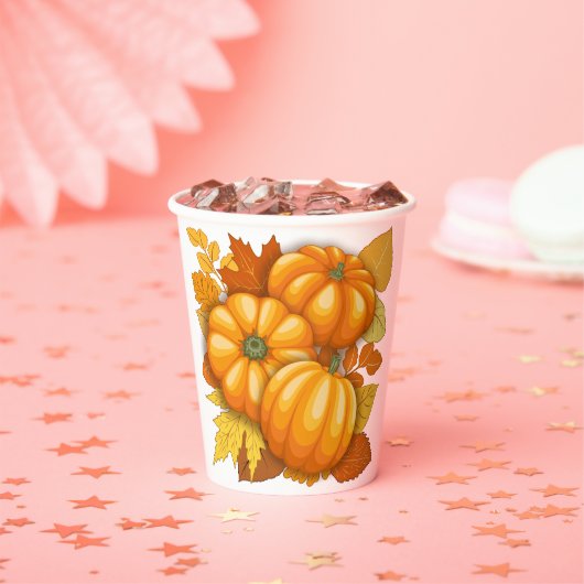 Herfst Seizoen Halloween Pompoenen Patroon Papieren Bekers (Insitu)